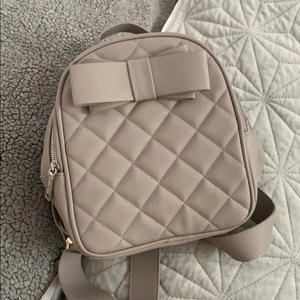 Betsey Johnson gray mini quilted backpack